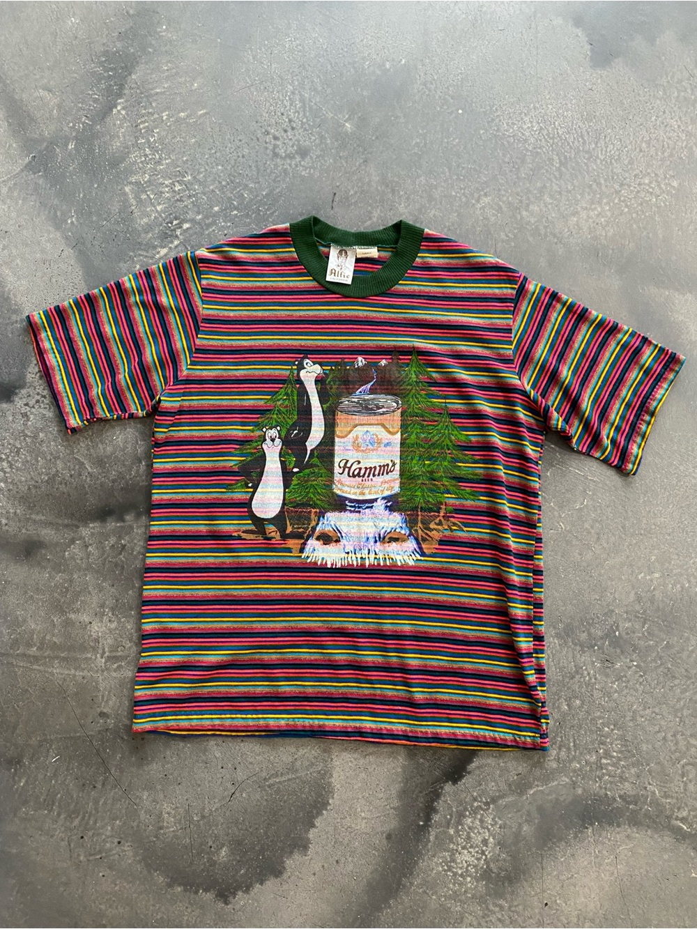 Vintage Alfine California Striped T-shirt Hamms Beer Sz L ( Like Sz M) Men’s